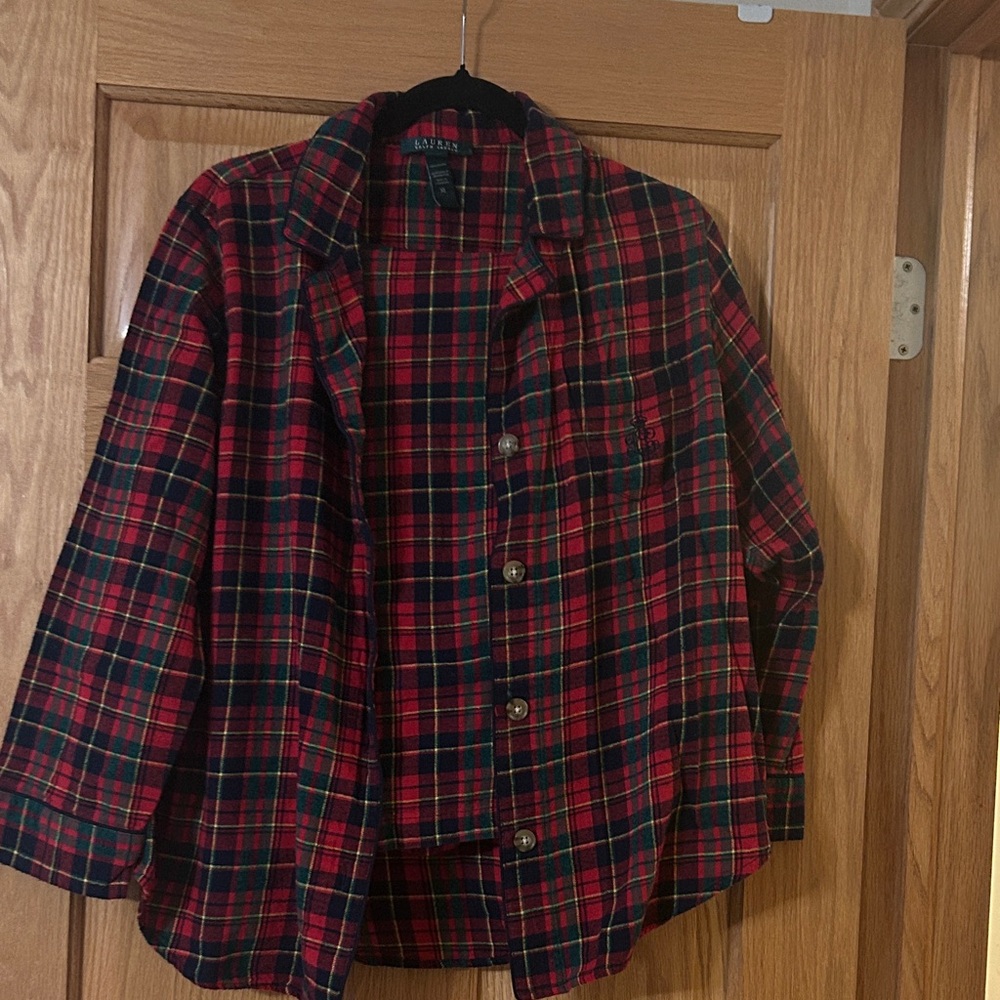 Ralph Lauren Red and Green Plaid Pajama Top